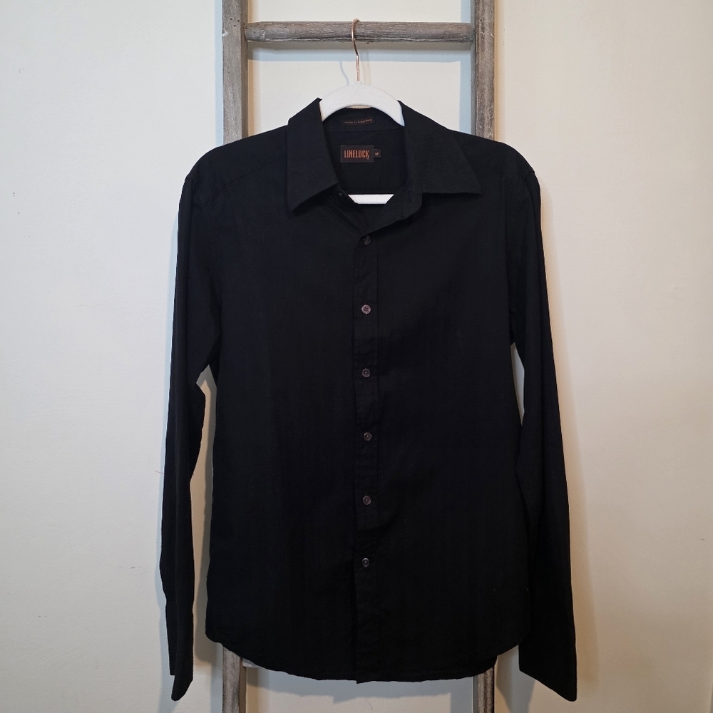 ⭐️40% Off⭐️ Vintage Linelock Vertical Stitch Black Button-Up Shirt